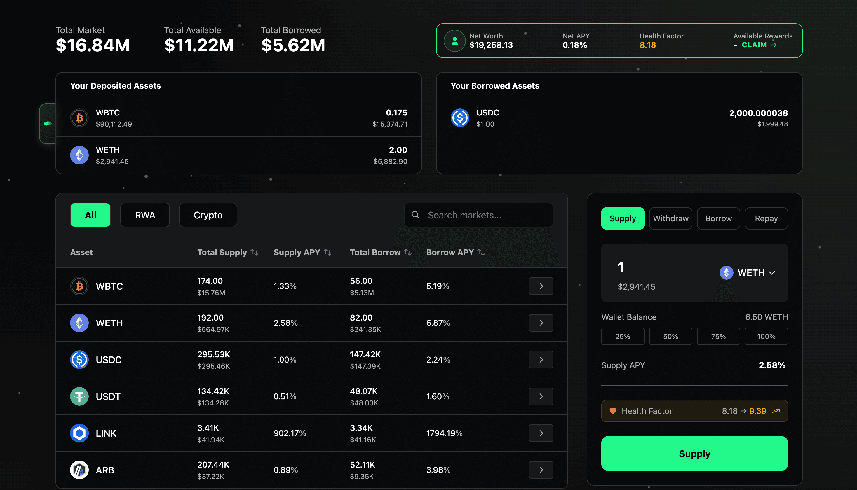 Asset Selection and Position Size Input